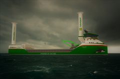 With Orca blir verdens første hydrogendrevne lasteskip. Skipet skal seile på langtidskontrakt for HeidelbergCement og Felleskjøpet Agri, og settes i drift i 2024. Ill: Norwegian Ship Design