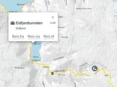 Eidfjordtunnelen ligg i oppstiginga til Måbødalen. Kart: Statens vegvesen