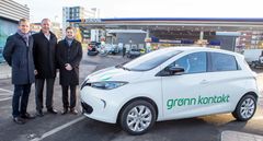 Statoil Fuel & Retail Norge, Grønn Kontakt og Renault Norge har i dag inngått et langsiktig samarbeid om etablering og drift av hurtigladere og fleksiladere på Statoil-stasjoner i hele Norge. Fra venstre Thomas Støkken, norgessjef i Statoil Fuel & Retail, Anders Gadsbøll, administrerende direktør i Renault Norge Ole Henrik Hannisdahl, daglig leder i Grønn Kontakt.Foto: Johnny Syversen