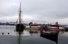 I fint selskap. RS «Bill» sammen med RS «Bergesen d.y» og skonnerten «Svanen» ved maritimt museum på Bygdøy i OSlo.