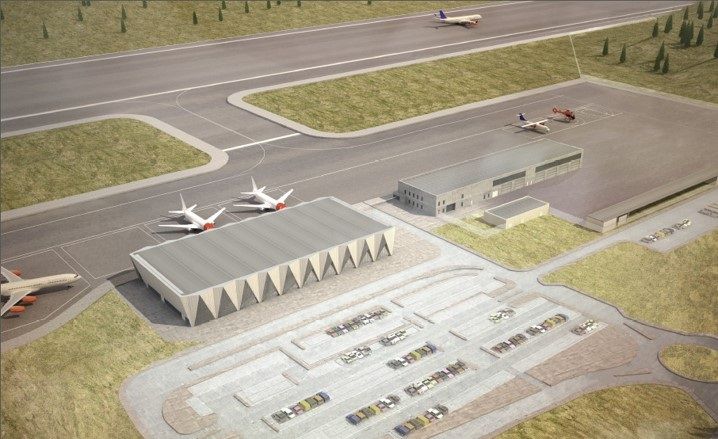 Slik kan den nye flyplassen ved Mo i Rana bli. Foto: Polarsirkelen lufthavnutvikling/Nordic - Office of Architecture.