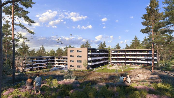 Peer Gynt Toppen er et nytt boligprosjekt i Moss, beliggende på en høyde med nærhet til natur og Moss sentrum. Illustrasjon: WEC360