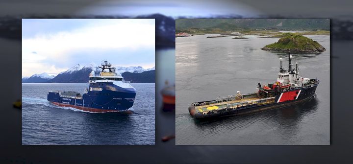 Eni Norges Stril Barents, til venstre, og Kystverkets slepefartøy NSO Crusader er blant fartøyene som inngår i avtalen om felles beredskapsressurser i nord.