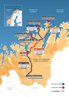 TILBAKE TIL FINNMARK: Arctic Race of Norway går fra Kautokeino til Nordkapp i jubileumsåret 2023. Ill.: ARN