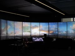 First flight seen from Avinor's  Remote Tower Centre in Bodø, on the 19th of  October 2019. Photo: Avinor