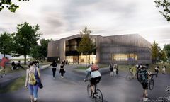 Hoppern skole idrettshall. Illustrasjon: Jansen Arkitekter AS