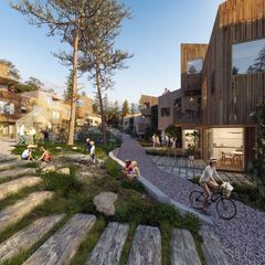Verktøyet EE Settlement gjør det enkelt å sammenlikne ulike utbyggingsplaner og forstå hvilke tiltak som har størst klimaeffekt. Boligområdet Hamrevann i Kristiansand var case for testing av verktøyet. Illustrasjon: LPO Arkitekter