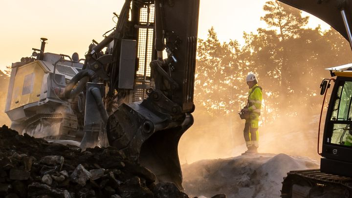 Drilling rig at E39 Kristiansand west-Mandal east. Photo: Heine Robstad / AF Gruppen