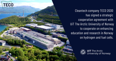 Cleantech company TECO 2030 has signed a strategic cooperation agreement with UiT The Arctic University of Norway to cooperate on enhancing research and education in Norway on hydrogen and fuel cells.
