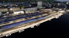 Slik blir nye Drammen stasjon etter ombyggingen, mer moderne og med bedre atkomst fra den nye Bybrua.