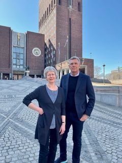 Therese Thyness Fagerhaug og Bård Eirik Ruud leder forhandlingsutvalget i Unio Oslo kommune. Foto: Unio