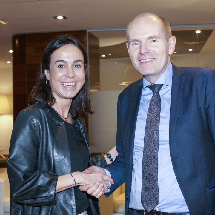 Spania med i sparesamarbeid: Administrerende direktør Gorm Frimannslund fra Bane NOR møtte i januar sin spanske kollega Isabel Pardo de Vera Posada i ADIF. (Foto: ADIF)