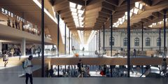 Nordisk lys Oslo S Interiør. Illustrasjon: Reiulf Ramstad Arkitekter og C F Møller