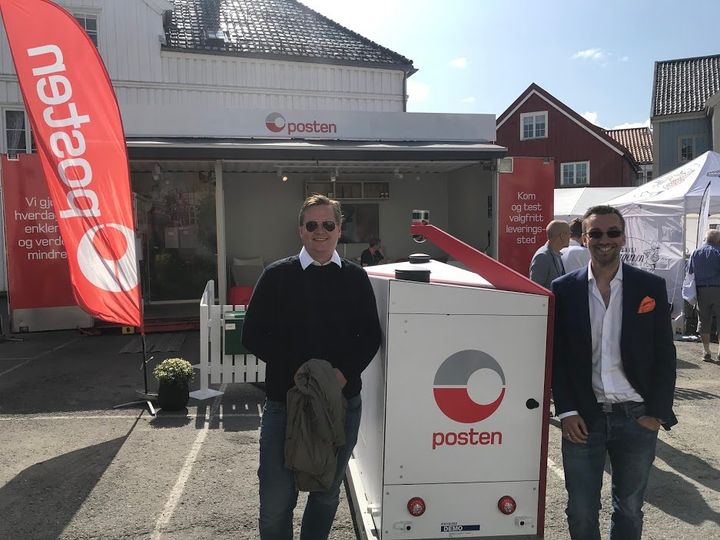 Innovasjonsdirektørene i Posten Norge, Alexander Haneng og KF, Per Olv Nyborg under Arendalsuka 2019. Foto: Truls Berg / InnoMag