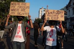 Demonstrasjoner mot militærkuppet i Yangon, Myanmar. Foto: Reuters