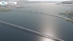 Eksisterende Mjøsbru med ny betongbru i bakgrunnen. (Foto: Nye Veier/Multiconsult)