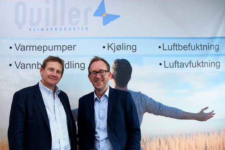 Administrerende direktør Daniel Kristensen i ABK og Kim robert Lisø, administrerende direktør i GK Inneklima.