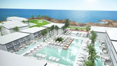 LEKKERT: Vings nye Ocean Beach Club på Kypros blir et luksuriøst hotell for familier som vil bo ekstra bra i ferien. Hotellet ligger naturligvis rett ved stranden i Ayia Napa (illustrasjon).