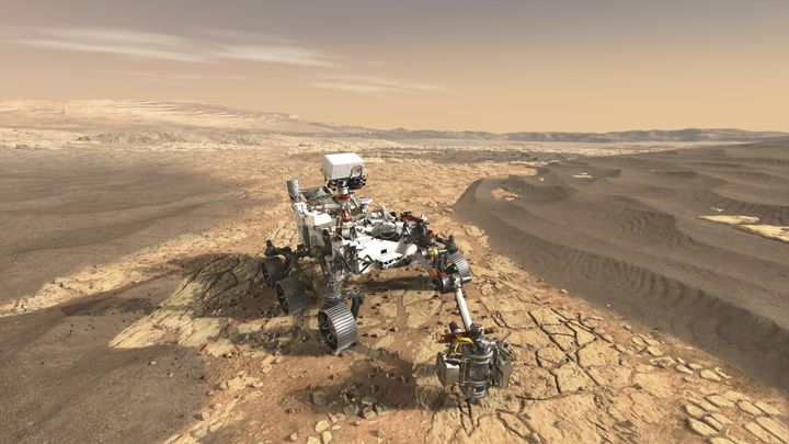 FFI har laget ett av instrumentene på Nasas nye Mars-kjøretøy. Når kjøretøyet lander i februar 2021 skal en forskergruppe ved Universitetet i Oslo styre instrumentet og forske videre på dataene som kommer inn. ILLUSTRASJON: Nasa/JPL