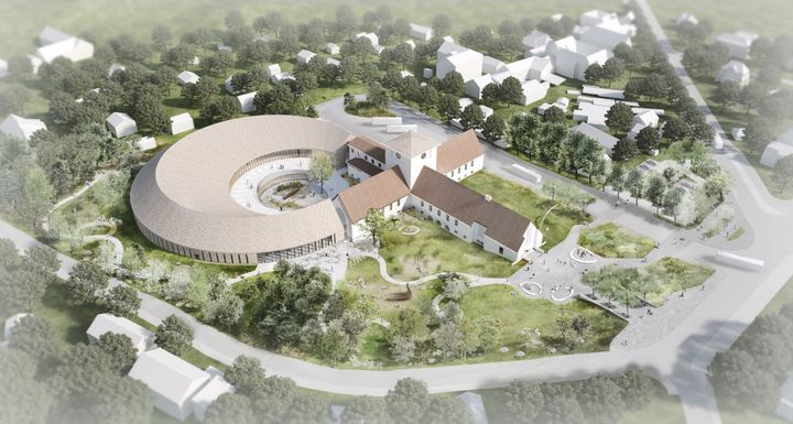 Slik vil det nye Vikingtidsmuseet se ut når det står ferdig.