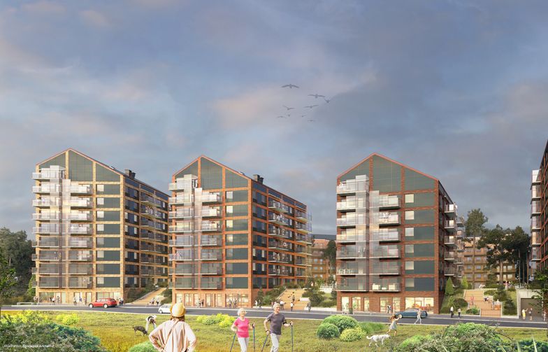 HMB Construction will build four high-rise buildings s in the first of two phases in Tallbohov Elctric Village for Fastighets AB Tornet. Photo: Strategisk Arkitektur