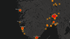 Tyverikartet viser hvor brukere har meldt sykler stjålet. Kartet dekker hele Norge (Grafikk: NAF)