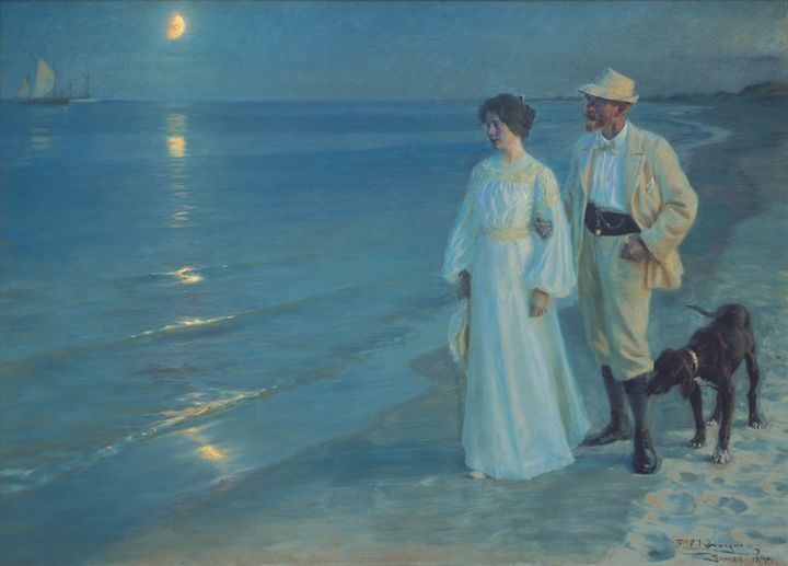 P.S. Krøyer: Sommeraften ved Skagens Strand. Kunstneren og hans hustru. 1899. Den Hirschsprungske Samling.
