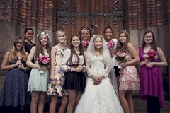 Thea (12) after the wedding with her bridesmaides Foto: Hanne Pernille Andersen/Plan Norge