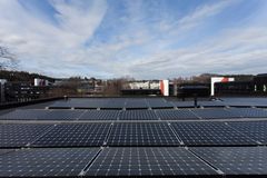 Solceller på taket til Powerhouse Kjørbo. Foto: Chris Aadland