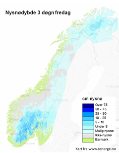 Det har kommet etterlengtet snø i fjellet på Østlandet de siste dagene. Kilde: seNorge.no