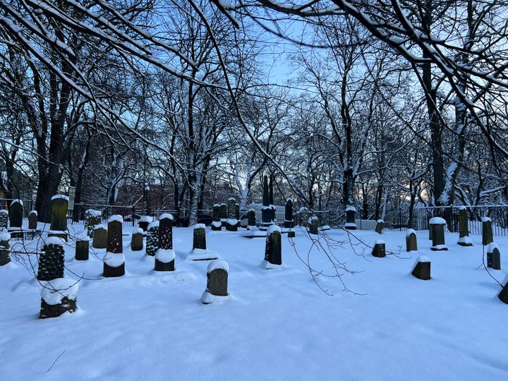 Den jødiske gravlunden i vinterskrud. Foto: Olav Nordli