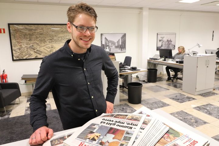 Ansvarlig redaktør og daglig leder i Sande Avis, Magnus Franer-Erlingsen. Foto: Pål Nordby, Jarlsberg Avis.