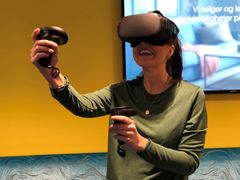 VR-teknologi gjør at man kan gå rundt inne i leilighetene. Foto: Thon Eiendom