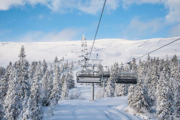 Skihytta Ekspress i Trysil er Skandinavias mest moderne stolheis. Fredag 13. januar er det offisiell åpning. Foto: Ola Matsson / SkiStar