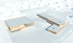Evenes skole og flerbrukshall. Illustrasjon: MDH arkitekter