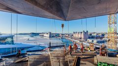 Fra byggingen av nye Deichmanske Bibliotek i Bjørvika, Oslo. Nå ønsker Skanska å minimere avfallsmengden fra byggeplass. Foto: Skanska