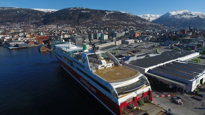 MS Stavangerfjord vil ligge ved Jekteviksterminalen julaften. Foto: Fjord Line