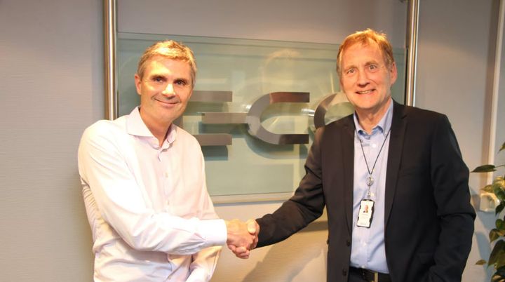 John Markus Lervik, gründer og administrerende direktør i Cognite, og Alf Inge Berget, administrerende direktør i E-CO Energi.