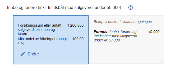 Skattemelding for lønnsmottakere og pensjonister - innbo