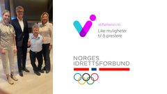 Else Marthe Lybekk, assisterende generalsekretær i Norges idrettsforbund, Øyvind Eriksen, styreleder i Stiftelsen VI og konsernsjef i Aker, Bjørnar Erikstad, daglig leder i Stiftelsen VI og idrettspresident Berit Kjøll er godt fornøyd med at avtalen videreutvikles.