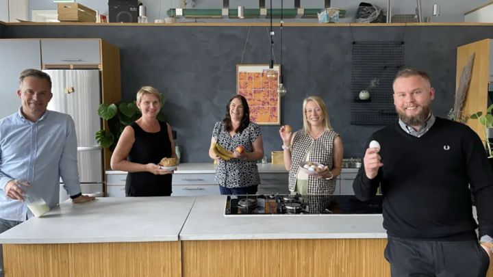 Sammen mot matsvinn. Knut Bjørgen (melk.no), Torunn Nordbø (OBK), Elisabeth Skjegstad (OFG), Rebekka H. Aamaas (OEK) og Pål Henrik Kristiansen (OEK).