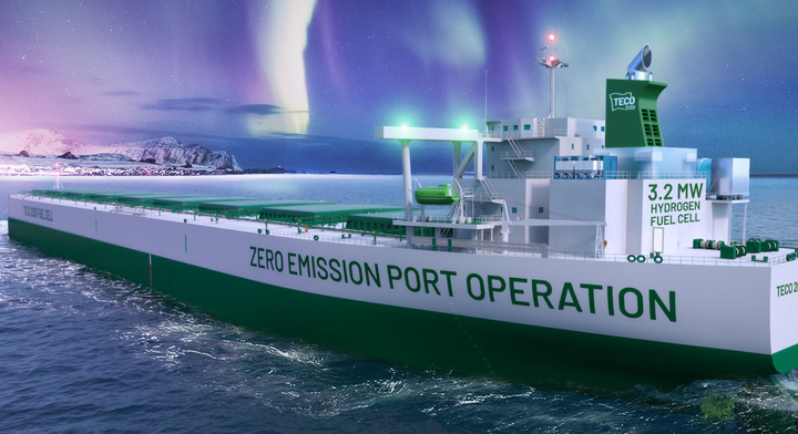 TECO 2030 får nå 50 millioner kroner fra Innovasjon Norge til utvikling og testing av hydrogenbaserte brenselceller som er spesialdesignet for bruk om bord på skip. Satsingen kan bety  reduserte klimagassutslipp og muligheter for opptil 500 nye arbeidsplasser i Narvik. (Illustrasjon: TECO 2030)