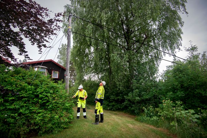 Lavspentnettet over hele Agder skal inspiseres.For montørene Anders Øygarden t.v. og Jan Anders Vegerstøl betyr det mange turer ut i distriktet rundt Arendal.