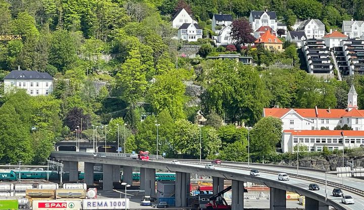 E39 Fløyfjelltunnelen søndre portal ved Nygårdstangen i Bergen. Foto: Ingrid Feet Bjørgo/Statens vegvesen