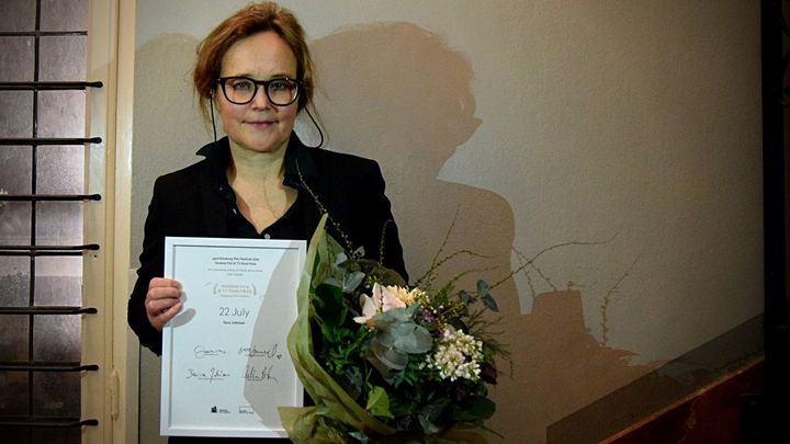 Sara Johnsen vant onsdag kveld manusprisen Nordisk Film & TV Fond Prize for manuset til «22. juli». Foto: Louise Bergwall