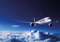 Qatar Airways will use their brand-new Airbus A350-900 between Doha and Avinor Oslo Airport. The first flight with the new aircraft will be on October 29th. Photo: Qatar Airways