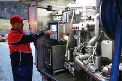 Den elektriske pumpa er nesten helt stillegående, noe som gir et bedre arbeidsmiljø for sjåførene.