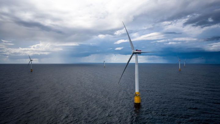 Her er et bilde fra Statoils vindpark Hywind Skottland. Foto: Øyvind Gravås