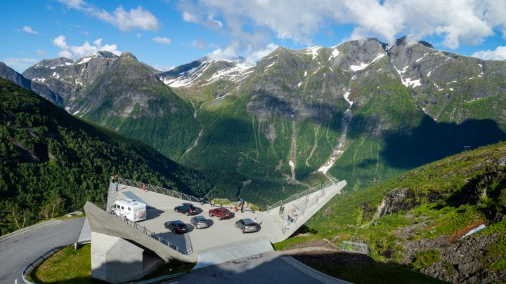 På turistvegen over Gaularfjellet var trafikken 39 prosent lavere enn sommeren 2019. Foto: Trine Kanter Zerwekh