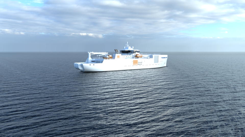 Orange Marine cable ship rendering. Image credit Orange Marine